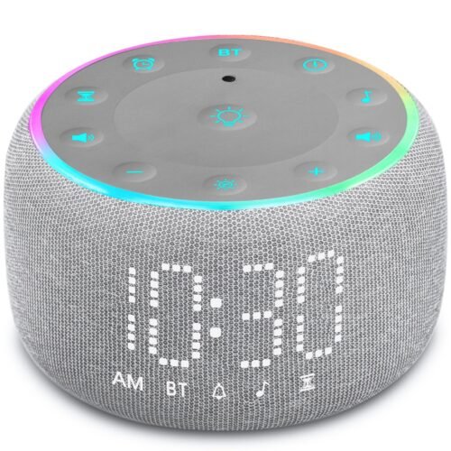 White Noise Machine Alarm Clock: Auto-Dimmable Clock for Bedrooms - 5W Stereo...