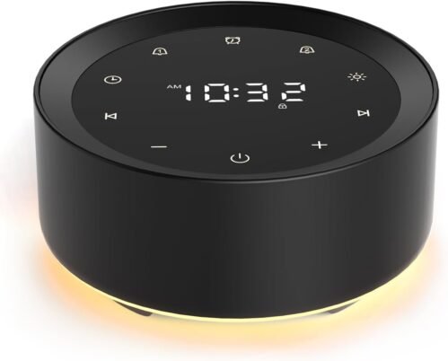 White Noise Sound Machine Alarm Clock 7 Color Night Light 20 Sounds Sleep Aid