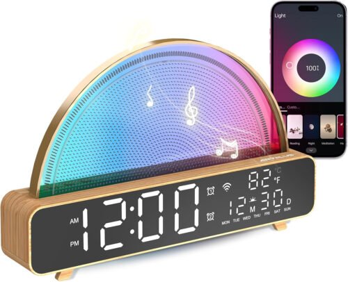 White Noise Sound Machine, Sunrise Alarm Clock APP/AI Voice Control Work for Bed