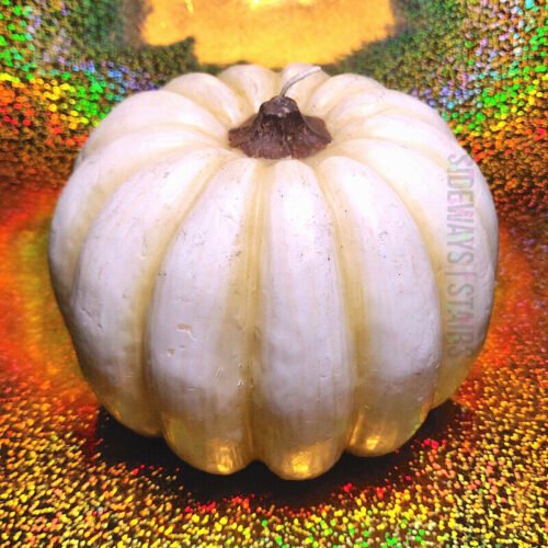 WHITE PUMPKIN SHAPED CANDLE Thanksgiving Halloween rustic casperita winter gourd