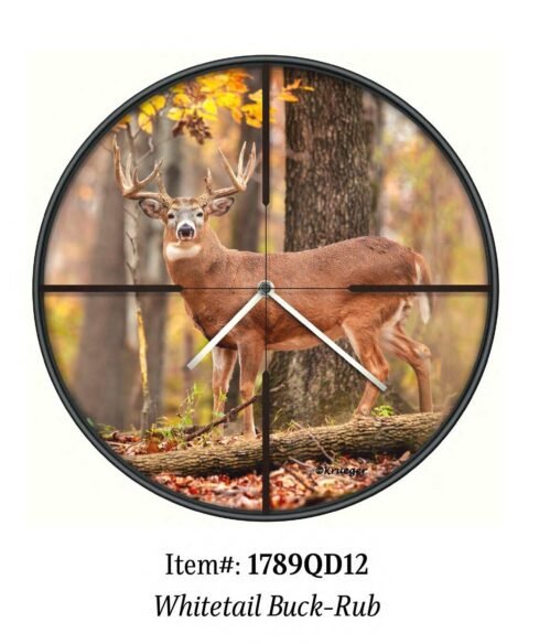 WHITETAIL DEER Wall Clock. Buck Rub hunting lodge, cabin, deer camp décor