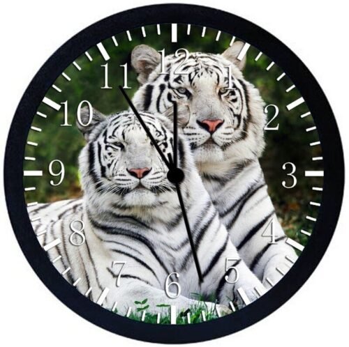 White Tigers Wall Clock 12" Large Personalized option with adding names E366