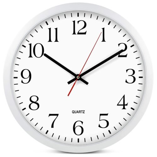 White Wall Clock, Silent Non Ticking - 16 Inch Extra Large Quality Quartz Bat...