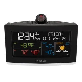 Wi Fi Weather Projection Alarm Clock with Accu Weather Forecast and Remote Home Monitoring featured