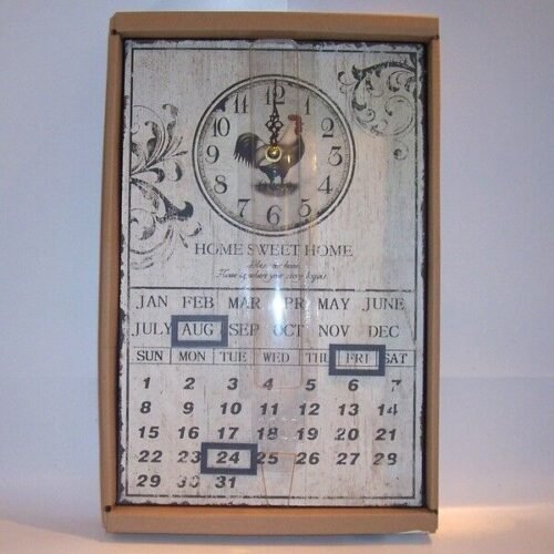 Widdop Hometime Cockerel Wall Clock and calendar