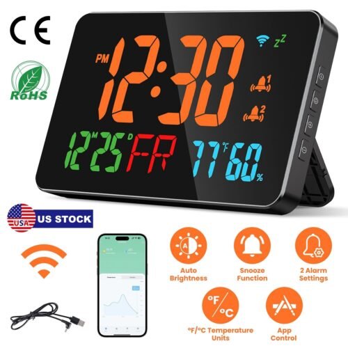 WiFi Alarm Clock LED Digital Clock Auto Set Alarm Clock Home App Control Clock