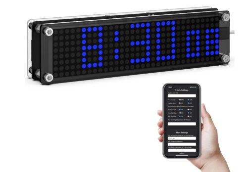 WiFi Digital Clock with LED Matrix Display NTP Time Sync Clock Customizable New