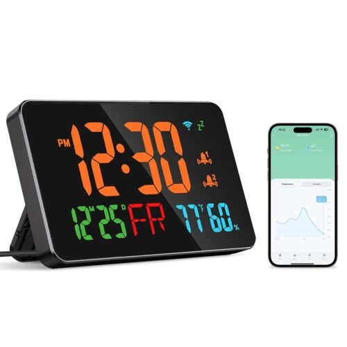 WiFi Digital Wall Clock with Dual Alarm with 7.48" Large LED Screen App Control