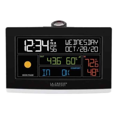 WiFi Projection Alarm Clock With Snooze Outdoor Temperature Humidity Timer Easy