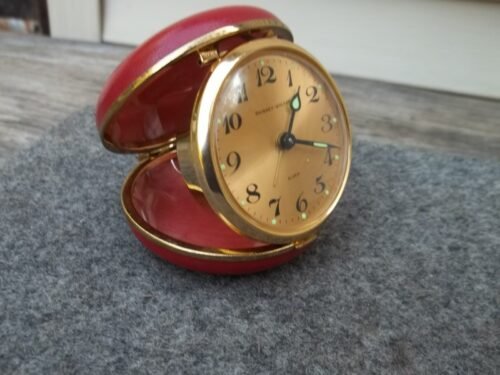 Wind-Up Phinney - Walker Working Alarm Clock Japan Reddish 3"OD Illuminated VGC