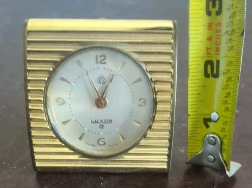 Windup Luxor Mark Cross Working Travel Alarm Clock Brass Frame Germany.