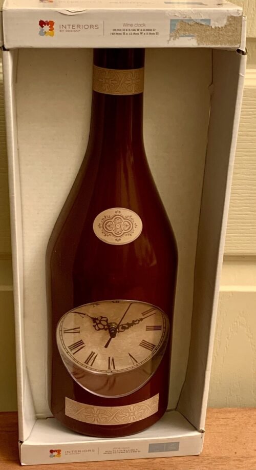 Wine Bottle Shaped Clock, Wine Clock Wall Mount 16"