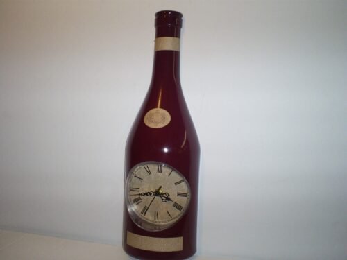 Wine Bottle Shaped Wall or Desk Clock Red/Wine 16" x 5".