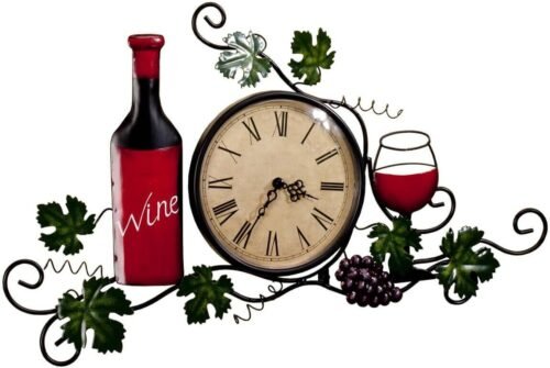 Wine Wall Clock, Roman Numerals, 6 ¼ Diameter Clock Face, One Size Fits All
