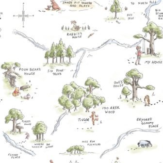 Winnie The Pooh 100 Acre Wood Map Multicolor Vinyl Peel and Stick...