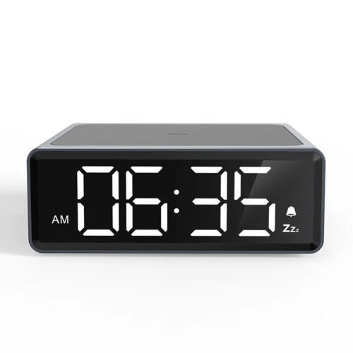 Wireless Charger Clocks LED Electric Digital Bedroom Brightness Adjustable New