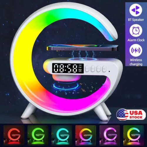Wireless Charger LED Atmosphere Lamp Bluetooth Speaker Alarm Clock Sound Machine