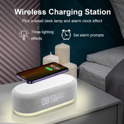 Wireless Charger LED Thermometer Display Digital Alarm Clock For Apple iPhone 16