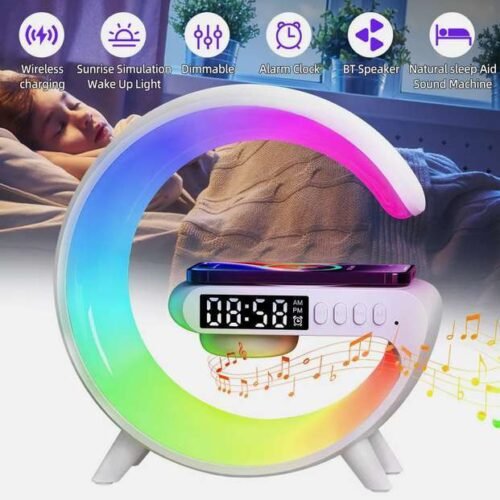 Wireless Charger Smart LED Lamp G Bluetooth Speaker RGB Alarm Clock Night Light