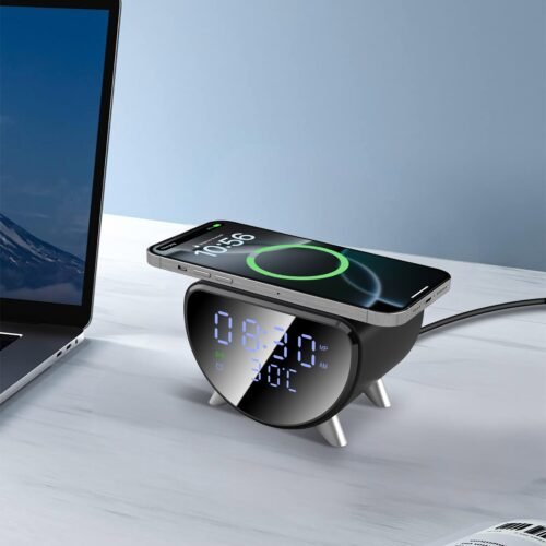 Wireless Charger Thermometer Digital Alarm Clock For iPhone 17 Samsung S25+ S24+
