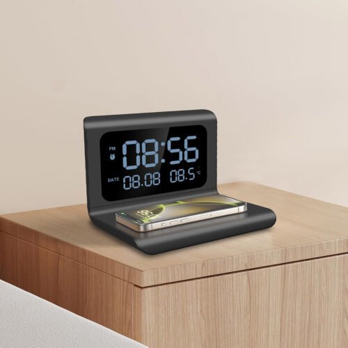 Wireless Charger Thermometer Display Digital Clock For iPhone 16 Samsung S25 S24