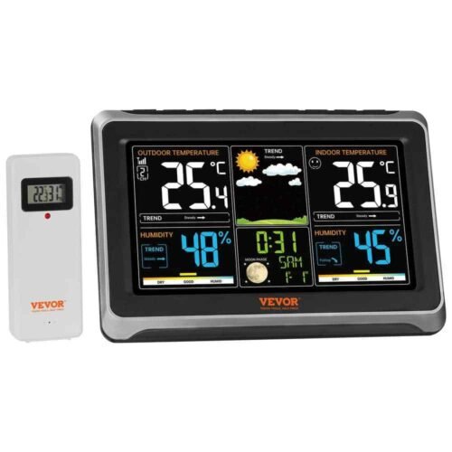 Wireless Digital Weather Station with Sensor 7.5 in.Display Atomic Clock Forecas