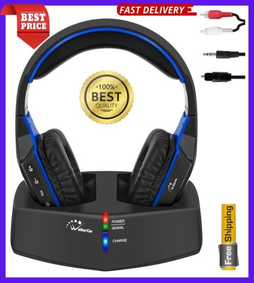 Wireless Headphones for TV Watching with 5.8Ghz RF Transmitter Charging Dock, Pl
