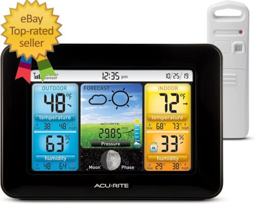 Wireless Home Weather Station with Color Display, Indoor Outdoor Thermometer and