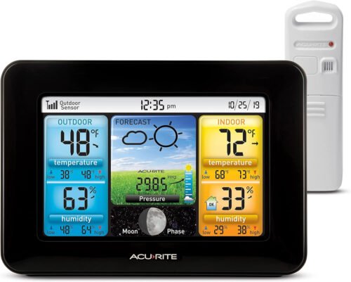 Wireless Home Weather Station with Color Display, Indoor Outdoor Thermometer and