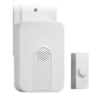 Wireless Plug-In Doorbell Kit with White Insert and 1 Push Button, White