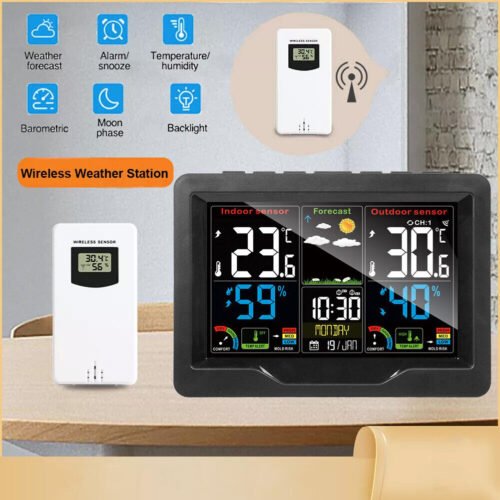 Wireless Weather Station Digital LCD Indoor Outdoor Clock Calendar Thermometer !