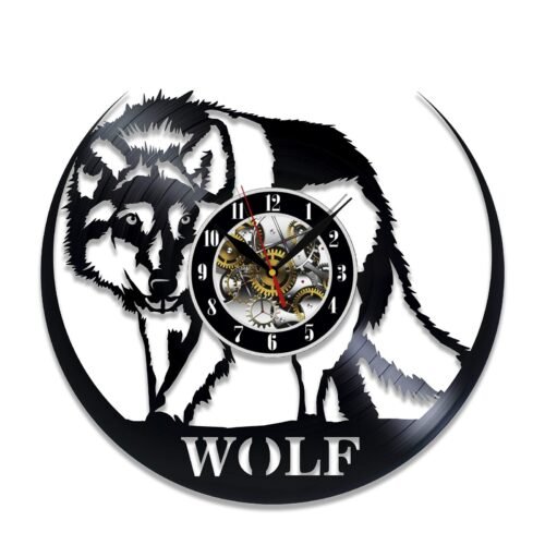Wolf Vinyl Wall Clock - Retro Decor - Unique Home Accent - Perfect Gift