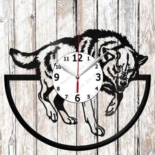 Wolf Vinyl Wall Clock Made of Vinyl Record Original gift 2522
