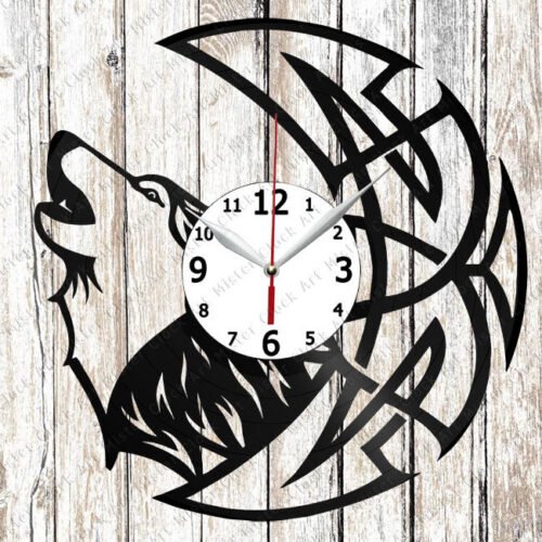 Wolf Vinyl Wall Clock Made of Vinyl Record Original gift 2523