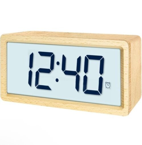 Wood Alarm Clock LCD Digital Display - New In Box