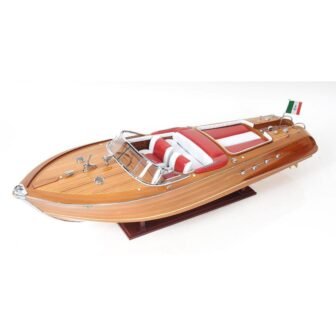 Wood Aquarama Speedboat Hand Painted Model Sculpture
