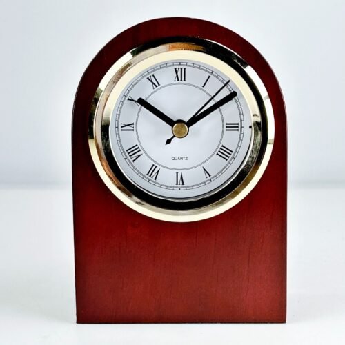 Wood Clock Quartz Roman Numeral Table Desk Mantle 5.75"
