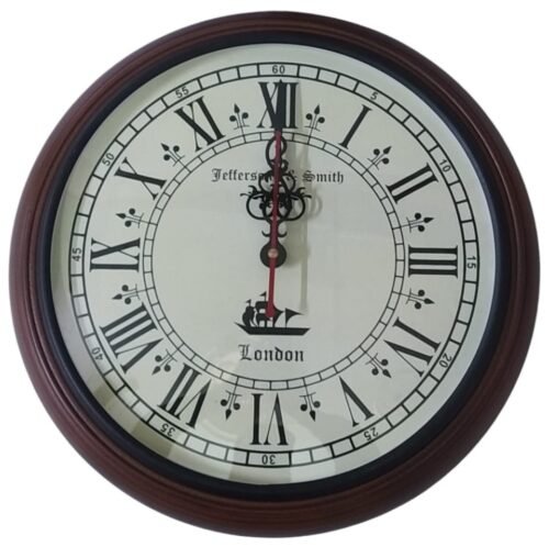 Wooden 12inch Large Decorative Roman Number Round Designer Wall Clock, Brown