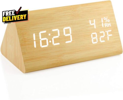 Wooden Alarm Clock Wood Alarm Clock Smart LED Digital Clock for Bedroom/Desk....