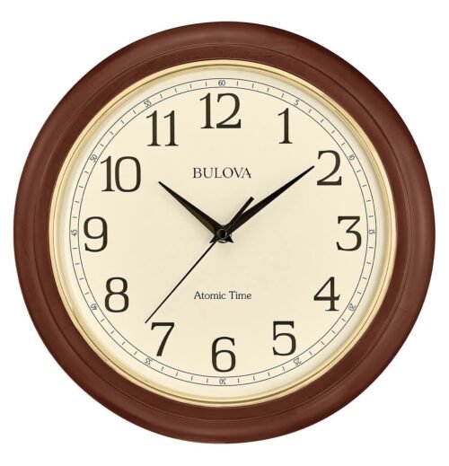 Wooden Atomic Analog Wall Clock, C5004 Atomic Time 2, Sets Automatically, Qua...