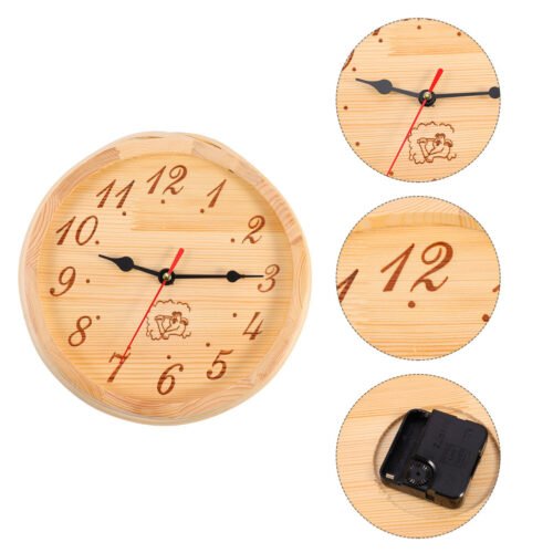 Wooden Clock Desk Sauna Supplies and Accessories Rustic Wall Decor