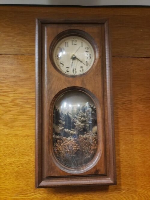 Wooden Country Shadowbox Battery Operated Wall Clock