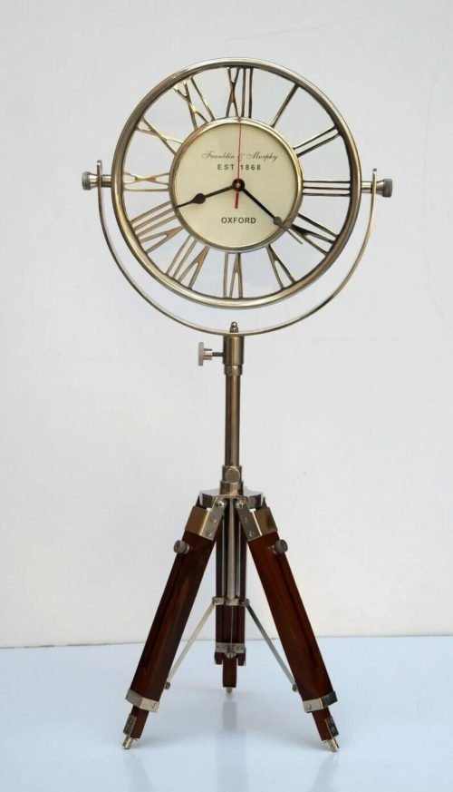 Wooden Desk & Table Analog Clock Roman Numerals Clock Tripod Clock Home/Office