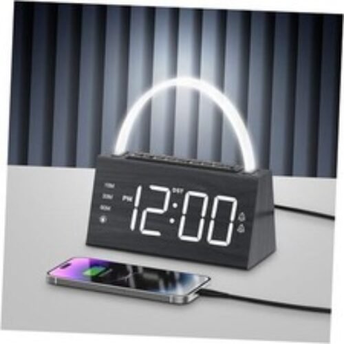 Wooden Digital Alarm Clock for Bedrooms - Loud Alarm for Heavy Sleepers, Desk