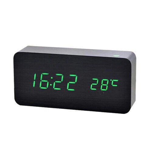 Wooden Digital Alarm Clock, LED Alarm Clock with Temperature Desk Clocks