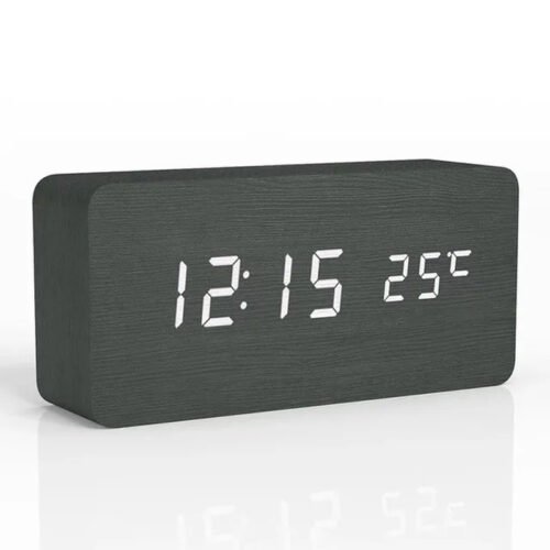 Wooden Digital Alarm Clock, LED Alarm Clock with Temperature Desk Clocks for Off