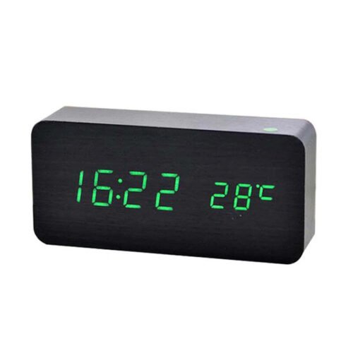 Wooden Digital Alarm Clock, LED Alarm Clock with Temperature Desk Clocks for Off