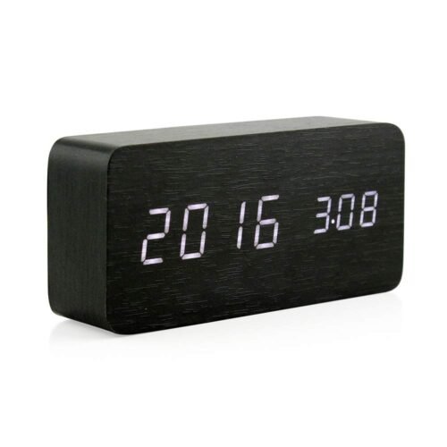 Wooden Digital Alarm Clock, Multi-Function Smart Alarm Clock, LED Light Alarm...