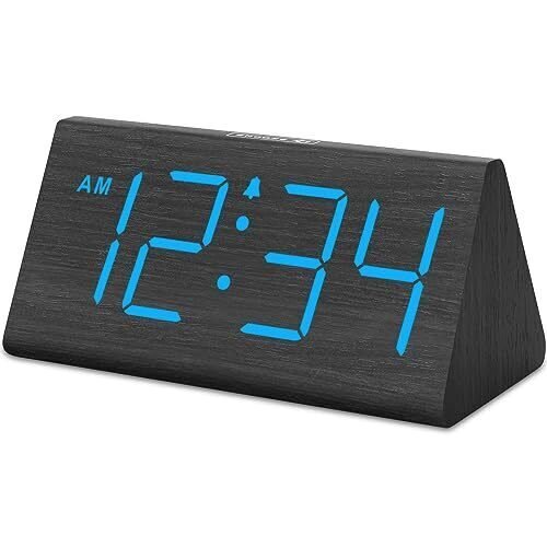 Wooden Digital Alarm Clocks For Bedrooms Electric Desk Clock With Large Numbers