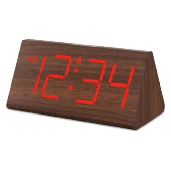 Wooden Digital Alarm Clocks with Large Numbers, Dimmer, Snooze and DST, 12 / 24 H detail featured